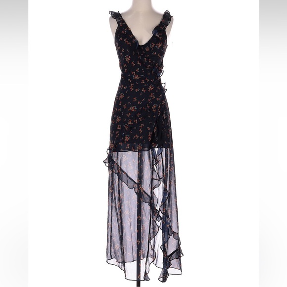 REVOLVE Dresses & Skirts - Revolve x Rumored NWT wrap dress black floral whimsigoth Y2K NWT medium